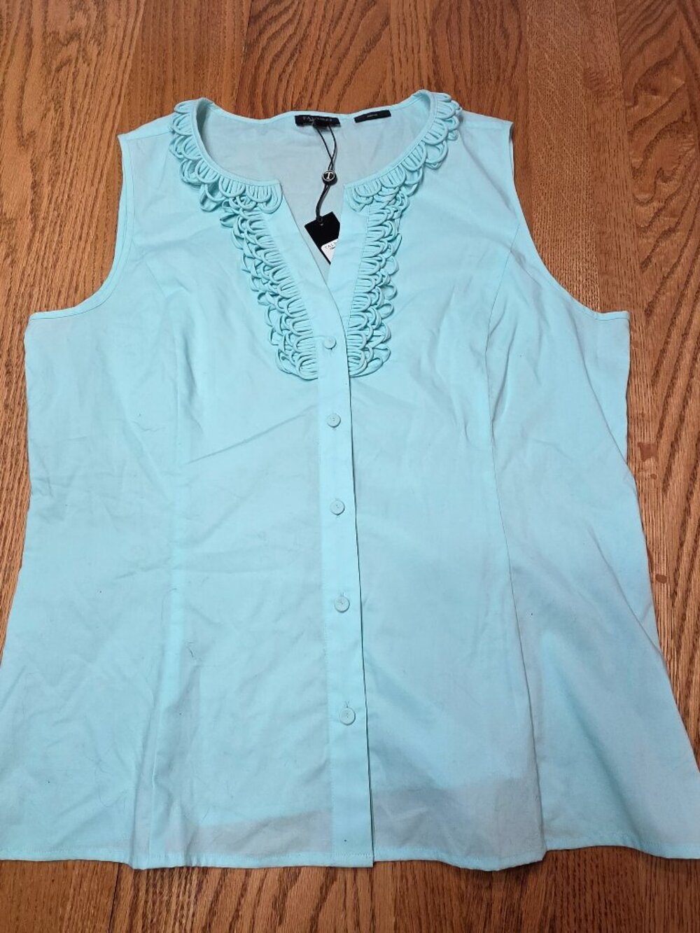 Talbots Sleeveless Button Down Shirt Cotton Light Blue Women Size 10 NWT